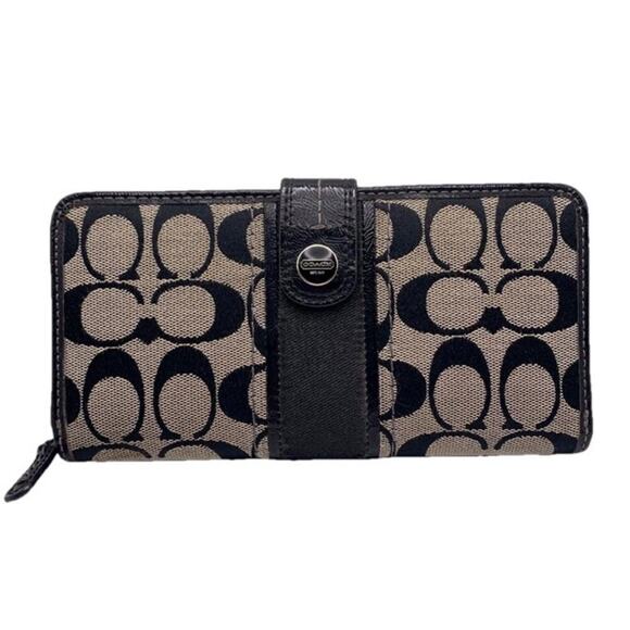 COACH Black Gray Signature Wallet - Picture 1 of 15